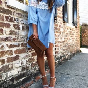 Blue dress with lace detail